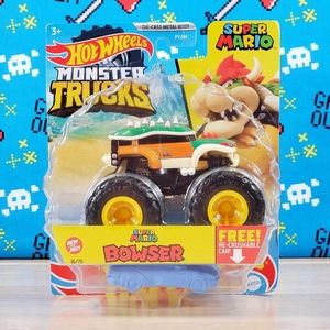 Hot Wheels Monster Trucks Super Mario Bowser with Re-Crushable Car 1:64 Diecast